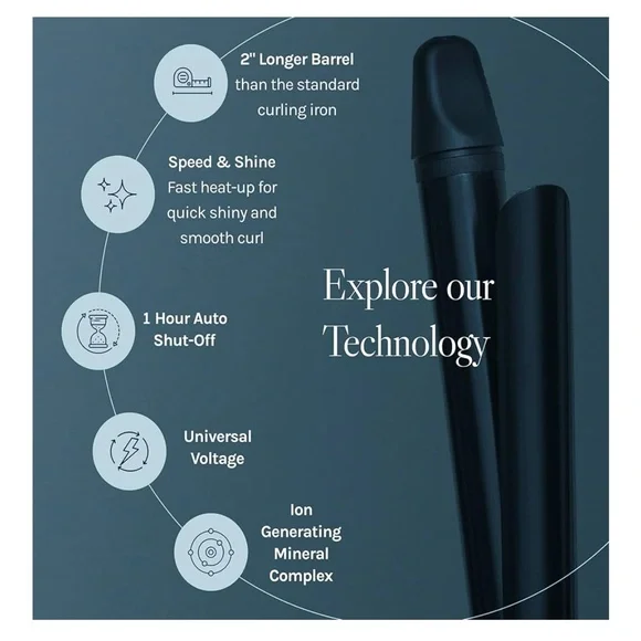 Bio Ionic Black Curling Iron 1.25” - Picture 4 of 6